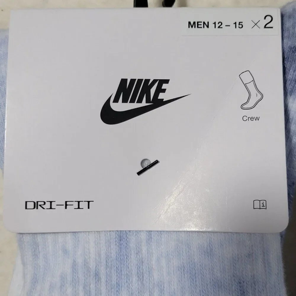 Nike Everyday Plus Crew Socks Tie Dye Men Size 12-15 Blue Green 4 Pairs (2 Pkgs)